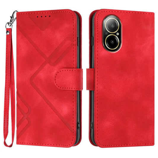 YX0040 For Realme C67 4G Case Wallet Stand PU Leather Geometry Phone Cover - Red