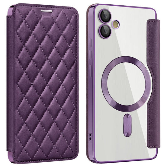 For Samsung Galaxy A05 4G Magnetic Case RFID Blocking Card Holder PU Leather Phone Cover - Purple