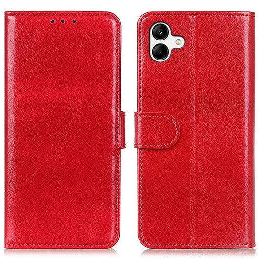 For Samsung Galaxy A04 4G (164.4 x 76.3 x 9.1 mm) Full Protection Flip Phone Case Crazy Horse Texture Wallet Stand PU Leather Phone Shell - Red