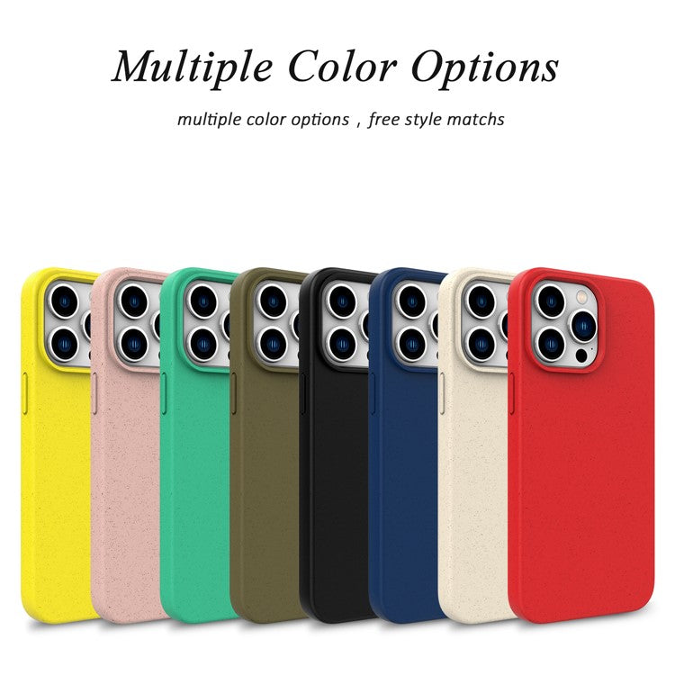 For iPhone 16 Pro Case Wheat Straw TPU Biodegradable Plant Phone Cover - Dark Blue