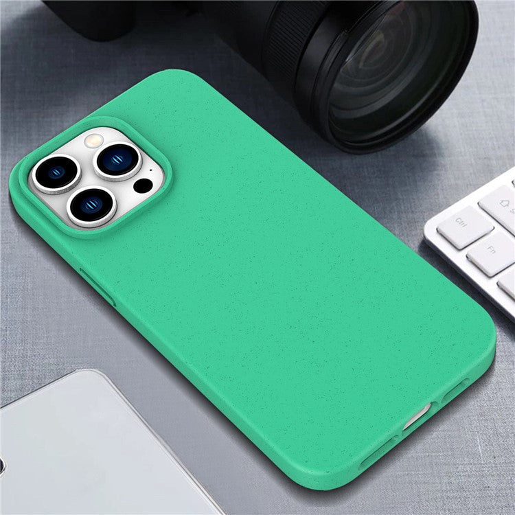 For iPhone 16 Pro Case Wheat Straw TPU Biodegradable Plant Phone Cover - Dark Blue