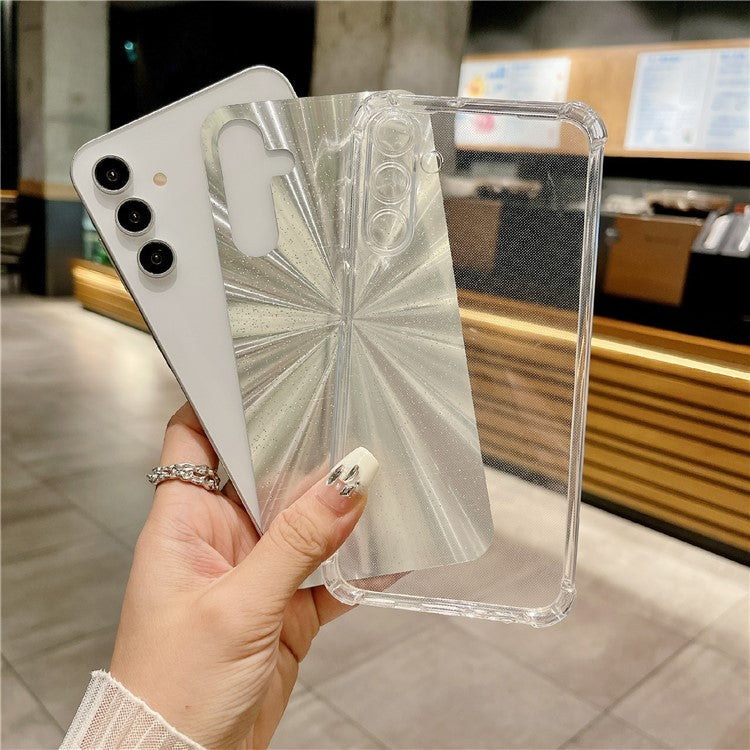 For Samsung Galaxy A54 5G Case Corners Airbag Anti-Fall TPU Phone Cover with Card Paper - Aurora Silver