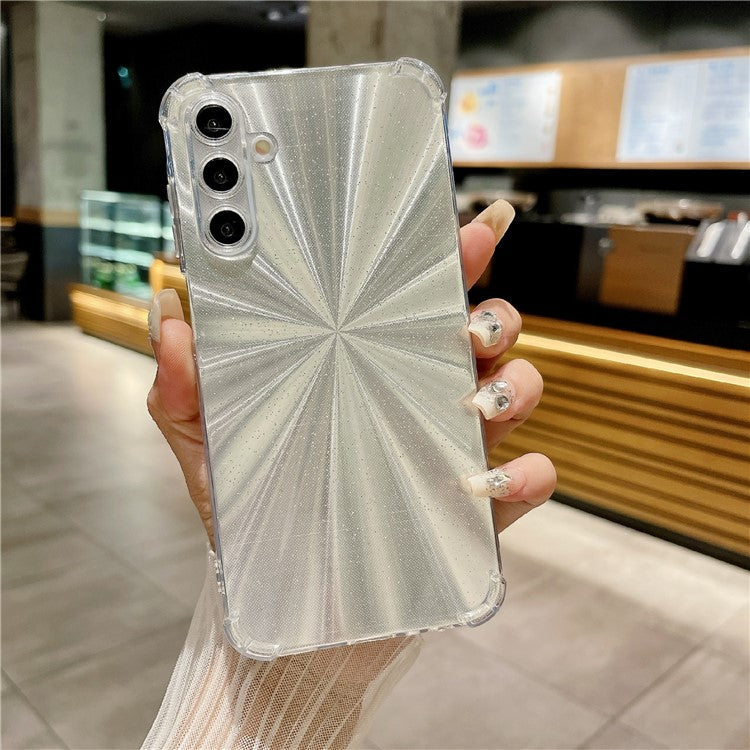 For Samsung Galaxy A54 5G Case Corners Airbag Anti-Fall TPU Phone Cover with Card Paper - Aurora Silver