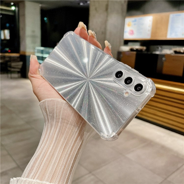 For Samsung Galaxy A54 5G Case Corners Airbag Anti-Fall TPU Phone Cover with Card Paper - Aurora Silver