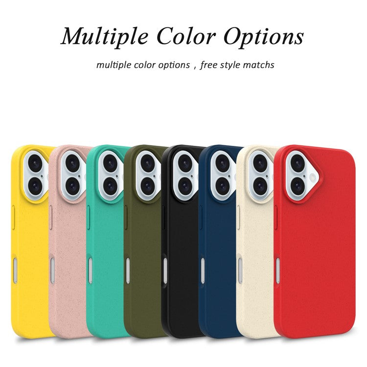 For iPhone 16 Case Biodegradable Wheat Straw TPU Phone Cover Eco Friendly Zero Waste - Pink