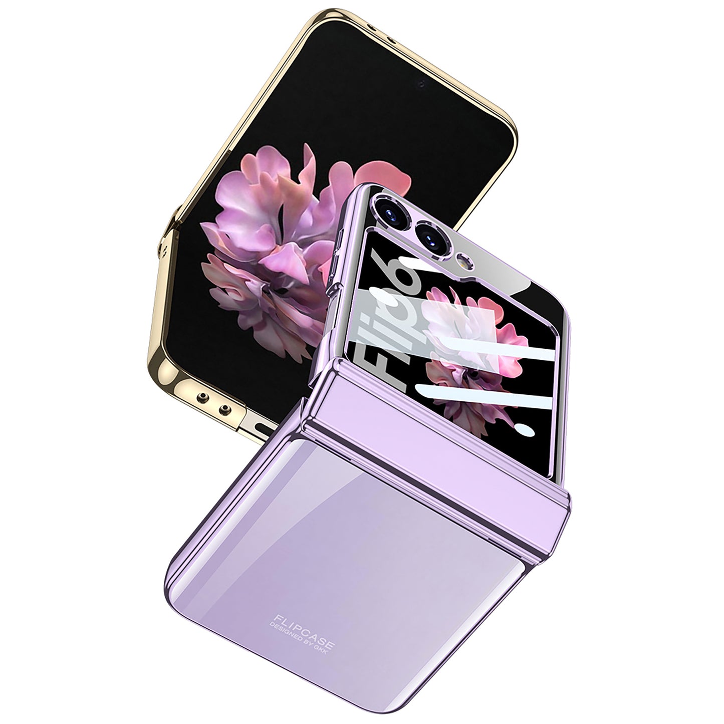 GKK For Samsung Galaxy Z Flip6 5G Case Hard PC Phone Cover with Tempered Glass Back Screen Protector - Purple