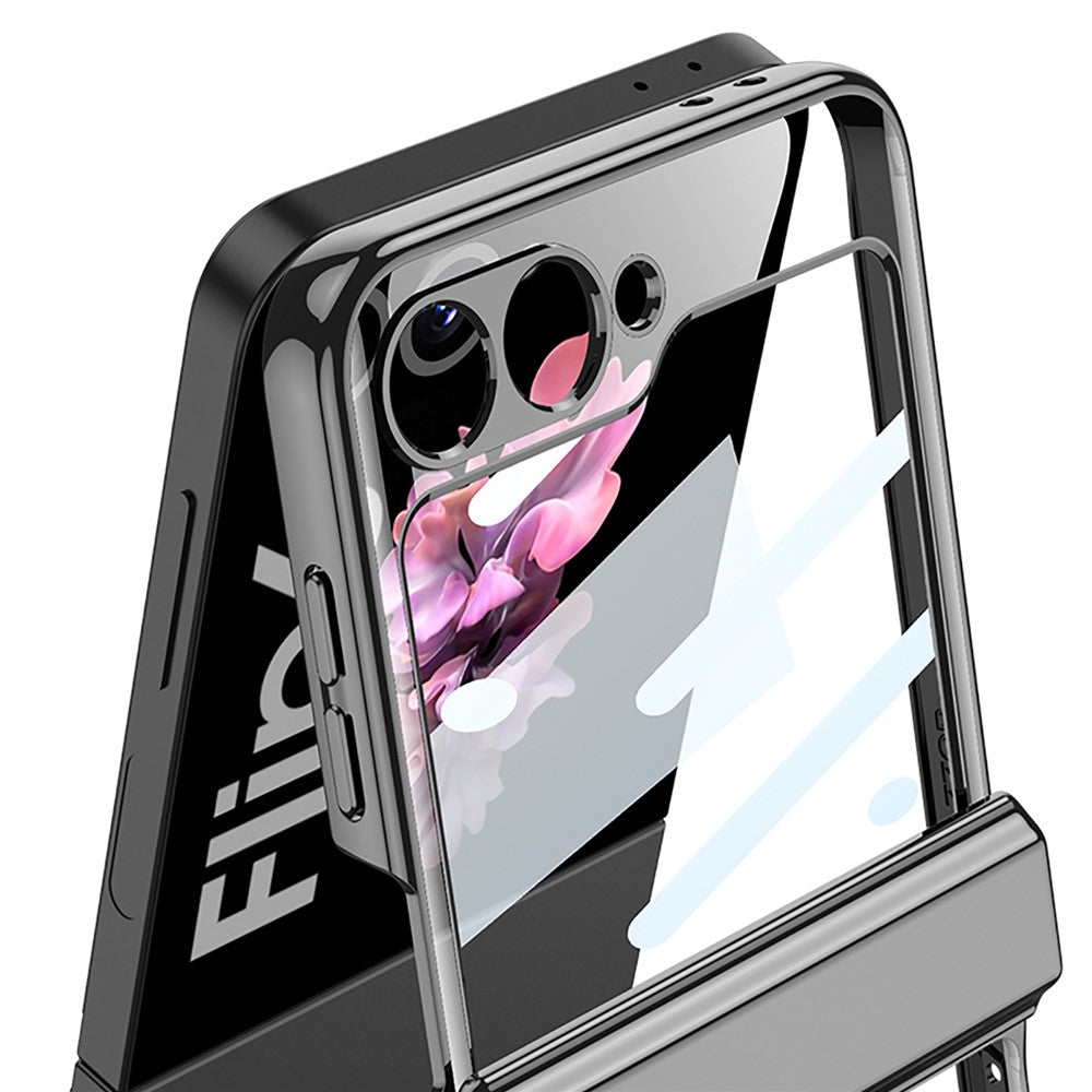 GKK For Samsung Galaxy Z Flip7 FE 5G / Z Flip6 5G Case Hard PC Phone Cover with Tempered Glass Back Screen Protector - Purple