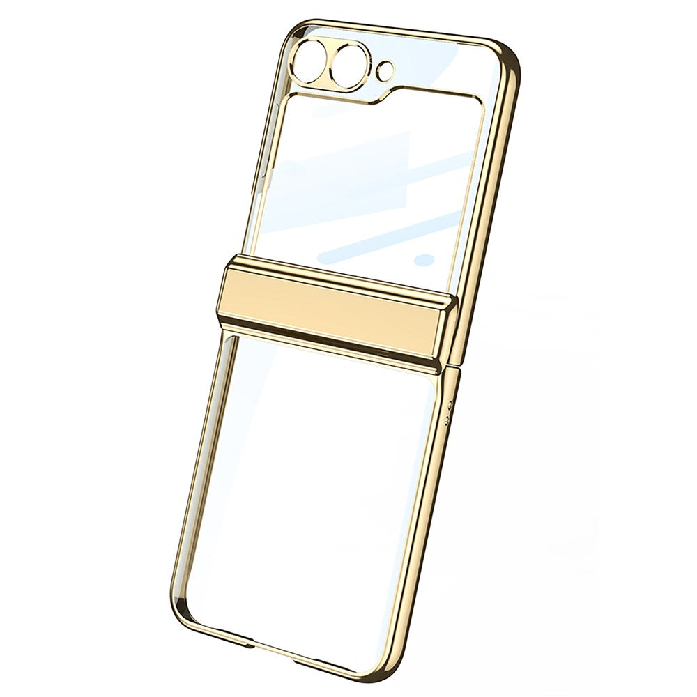 GKK For Samsung Galaxy Z Flip7 FE 5G / Z Flip6 5G Case Hard PC Phone Cover with Tempered Glass Back Screen Protector - Champagne Gold