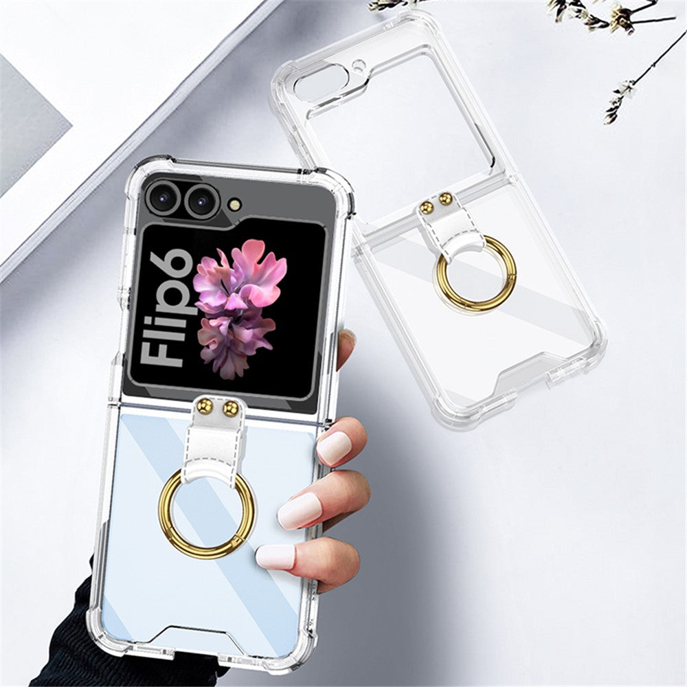 GKK For Samsung Galaxy Z Flip7 FE 5G / Z Flip6 5G Case Ring Holder Kickstand TPU Phone Cover - Transparent