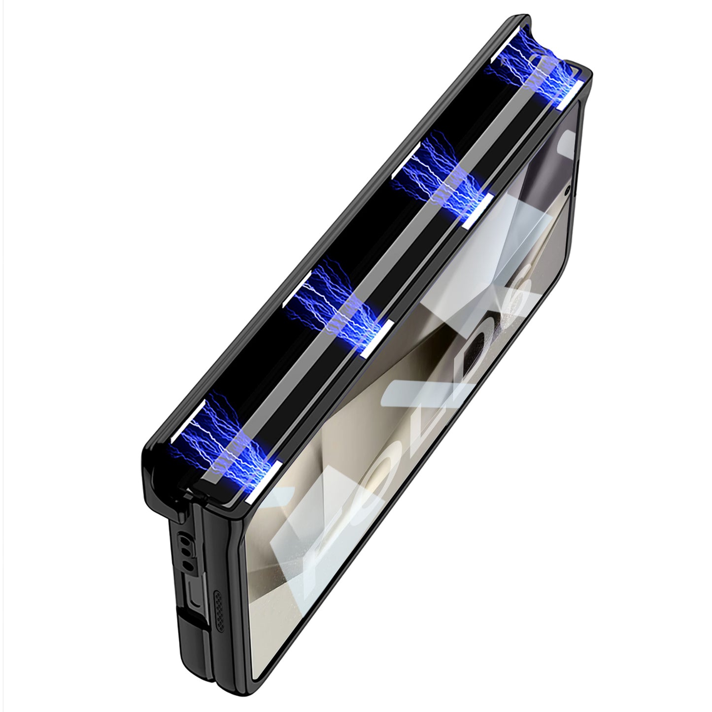 GKK For Samsung Galaxy Z Fold6 5G Case Electroplated Magnetic Hinge PC Phone Cover with Screen Film - Blue