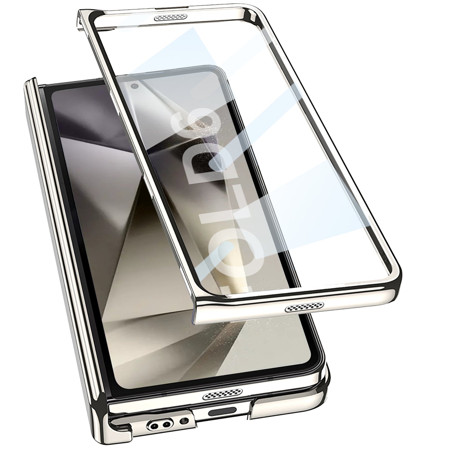 GKK For Samsung Galaxy Z Fold6 5G Case Electroplated Magnetic Hinge PC Phone Cover with Screen Film - White