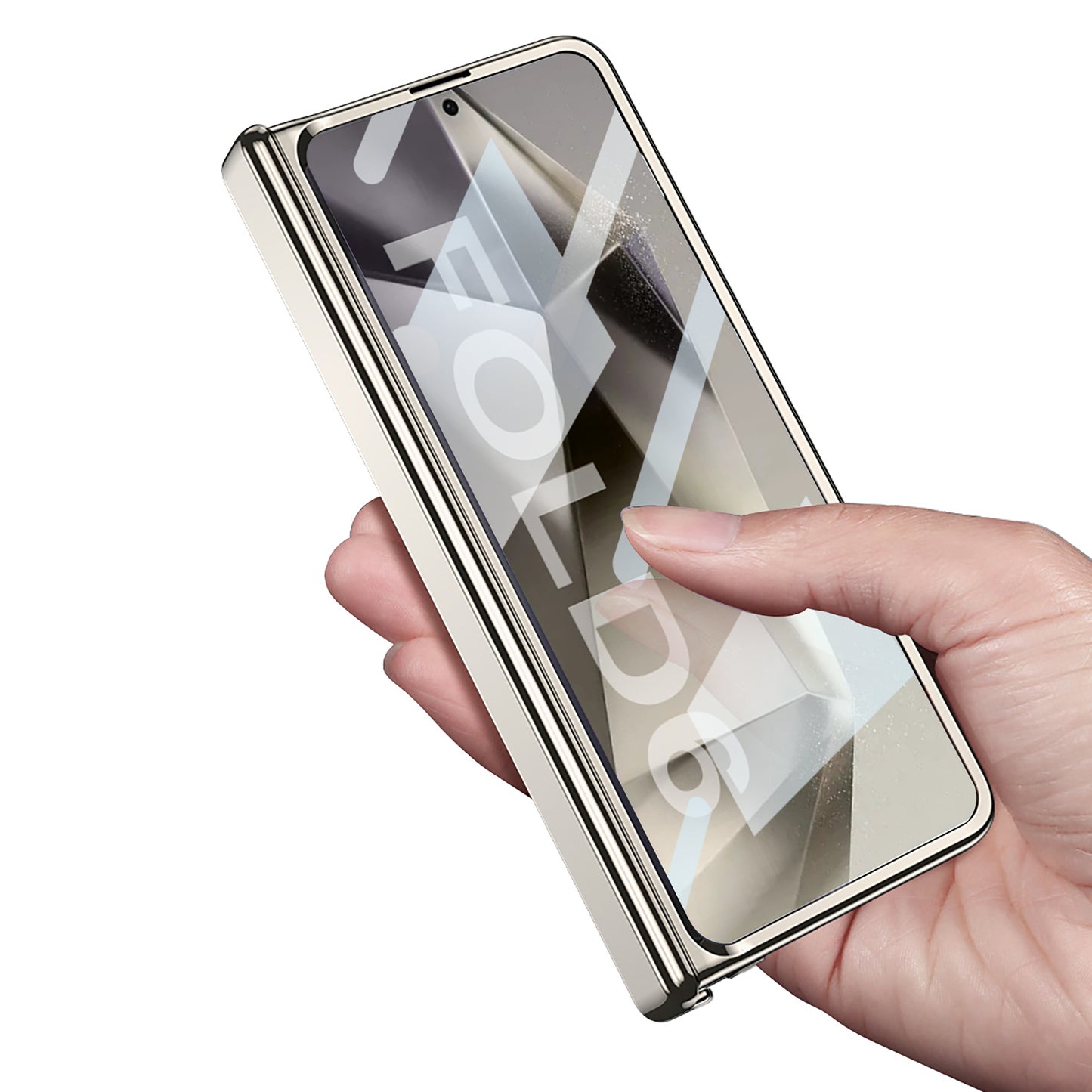 GKK For Samsung Galaxy Z Fold6 5G Case Electroplated Magnetic Hinge PC Phone Cover with Screen Film - White