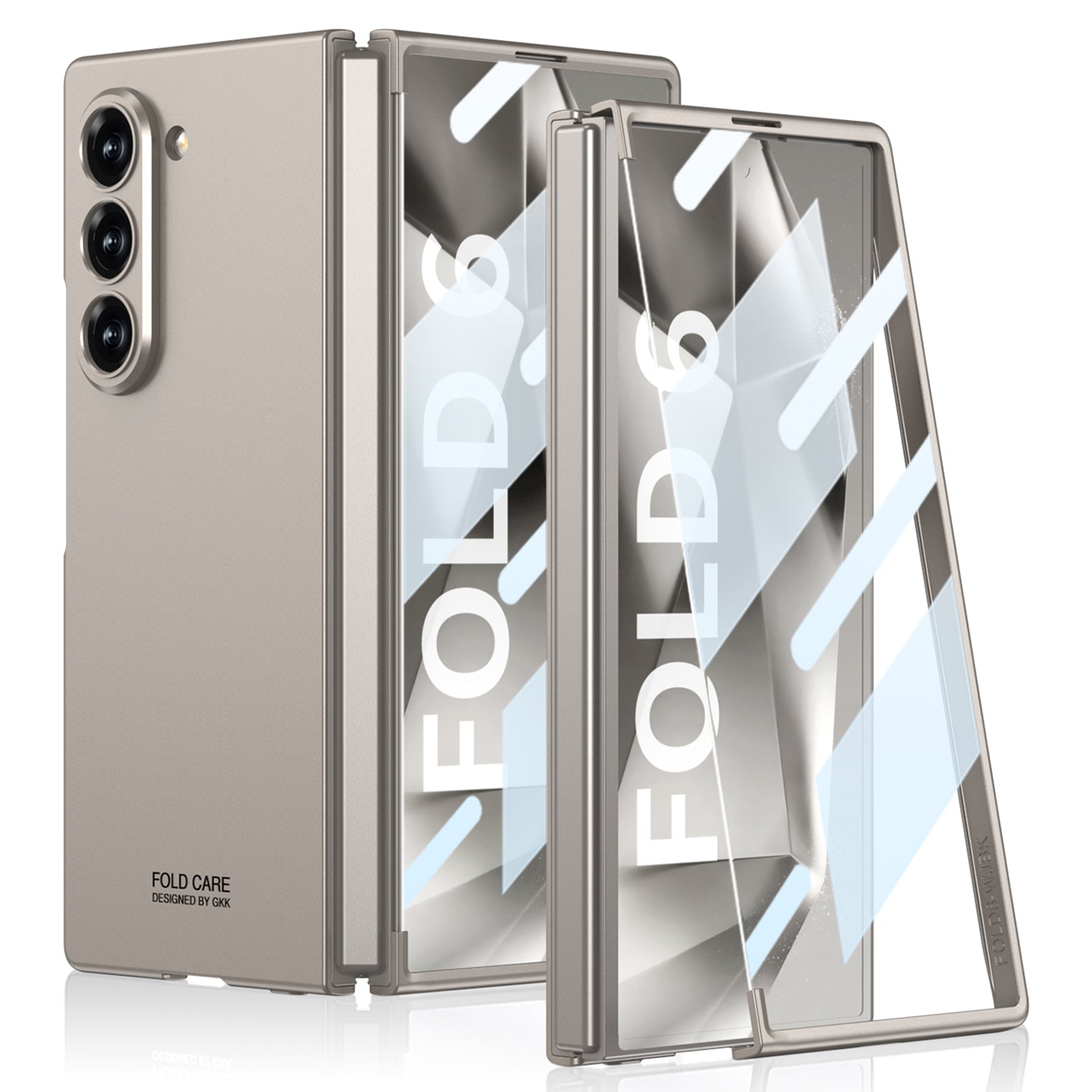 GKK For Samsung Galaxy Z Fold6 5G Case Super Slim PC Phone Cover with Screen Protector - Titanium Grey