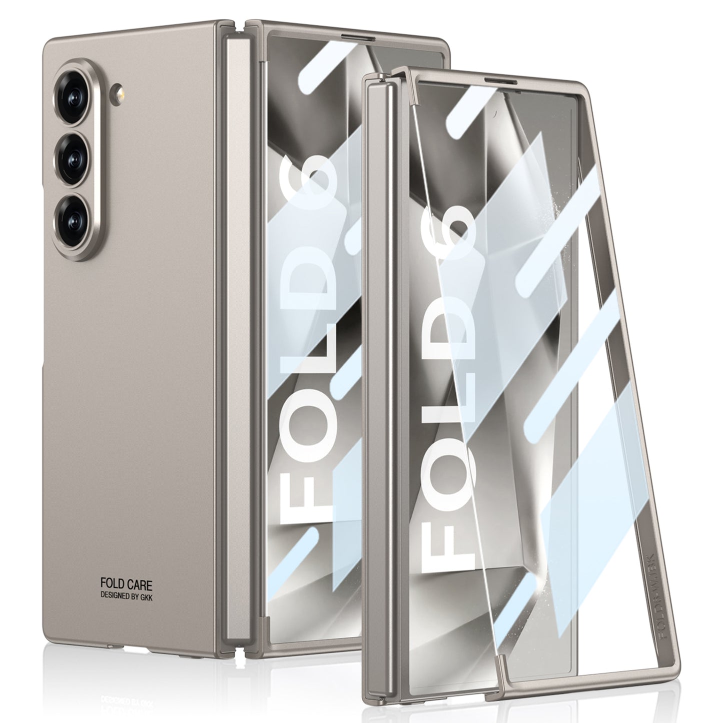 GKK For Samsung Galaxy Z Fold6 5G Case Super Slim PC Phone Cover with Screen Protector - Titanium Grey
