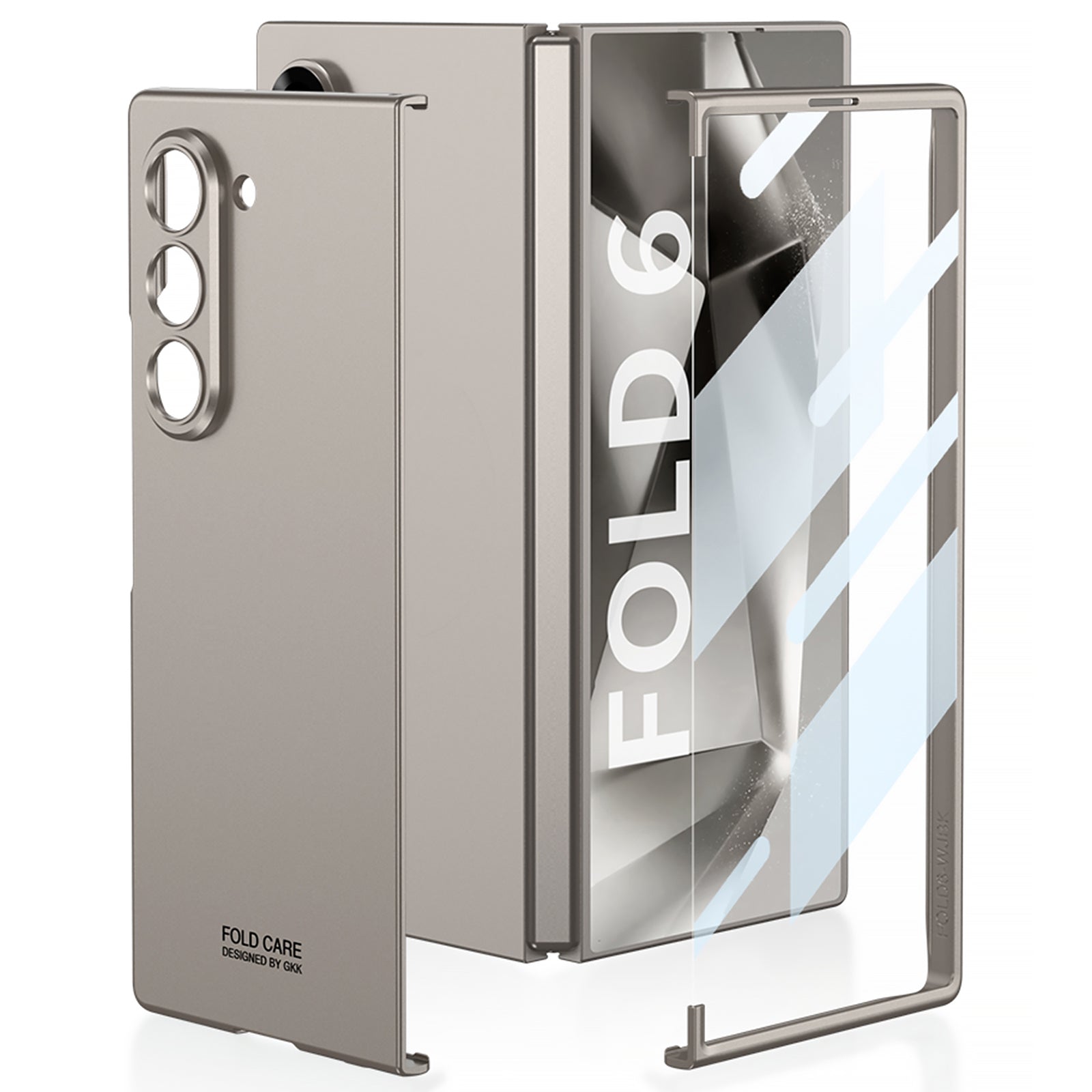 GKK For Samsung Galaxy Z Fold6 5G Case Super Slim PC Phone Cover with Screen Protector - Titanium Grey