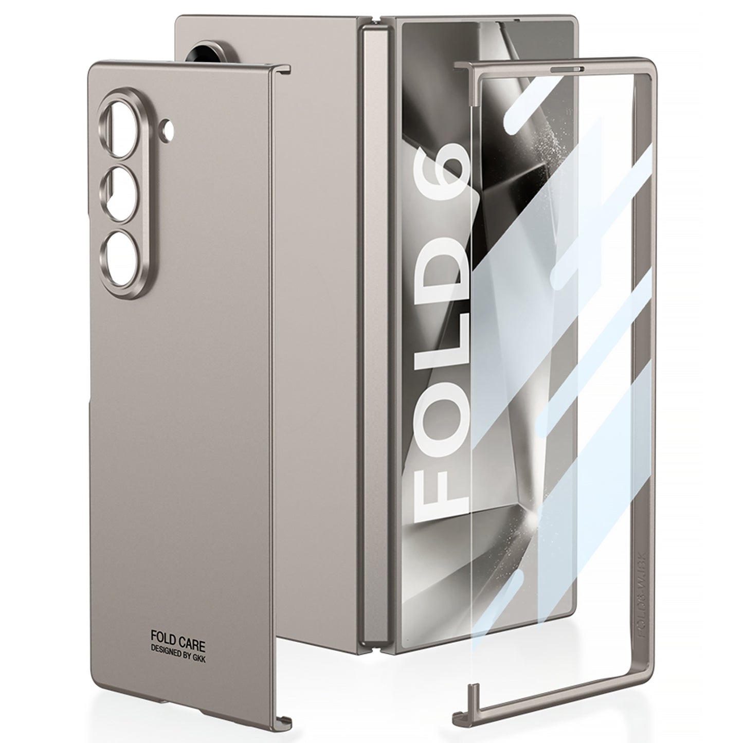 GKK For Samsung Galaxy Z Fold6 5G Case Super Slim PC Phone Cover with Screen Protector - Titanium Grey