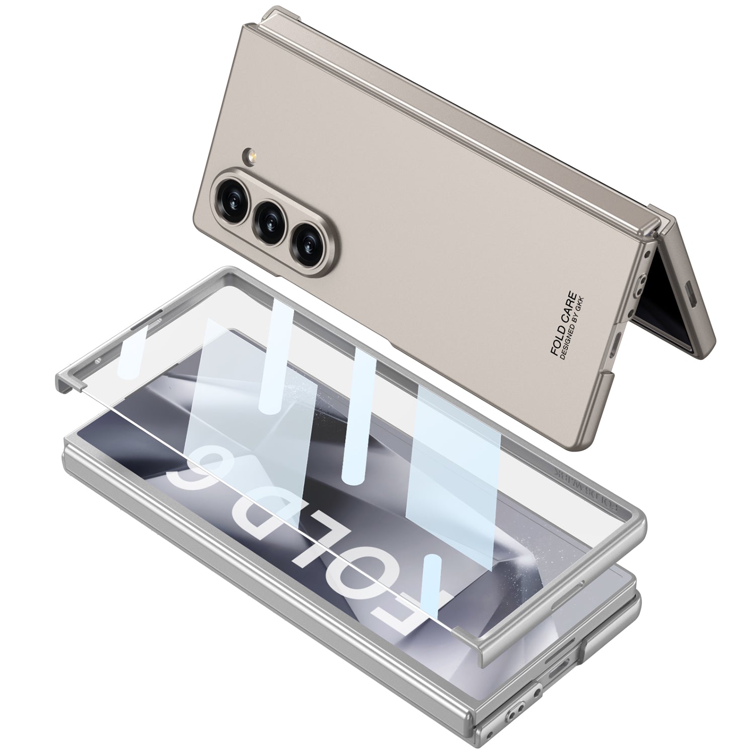GKK For Samsung Galaxy Z Fold6 5G Case Super Slim PC Phone Cover with Screen Protector - Titanium Grey