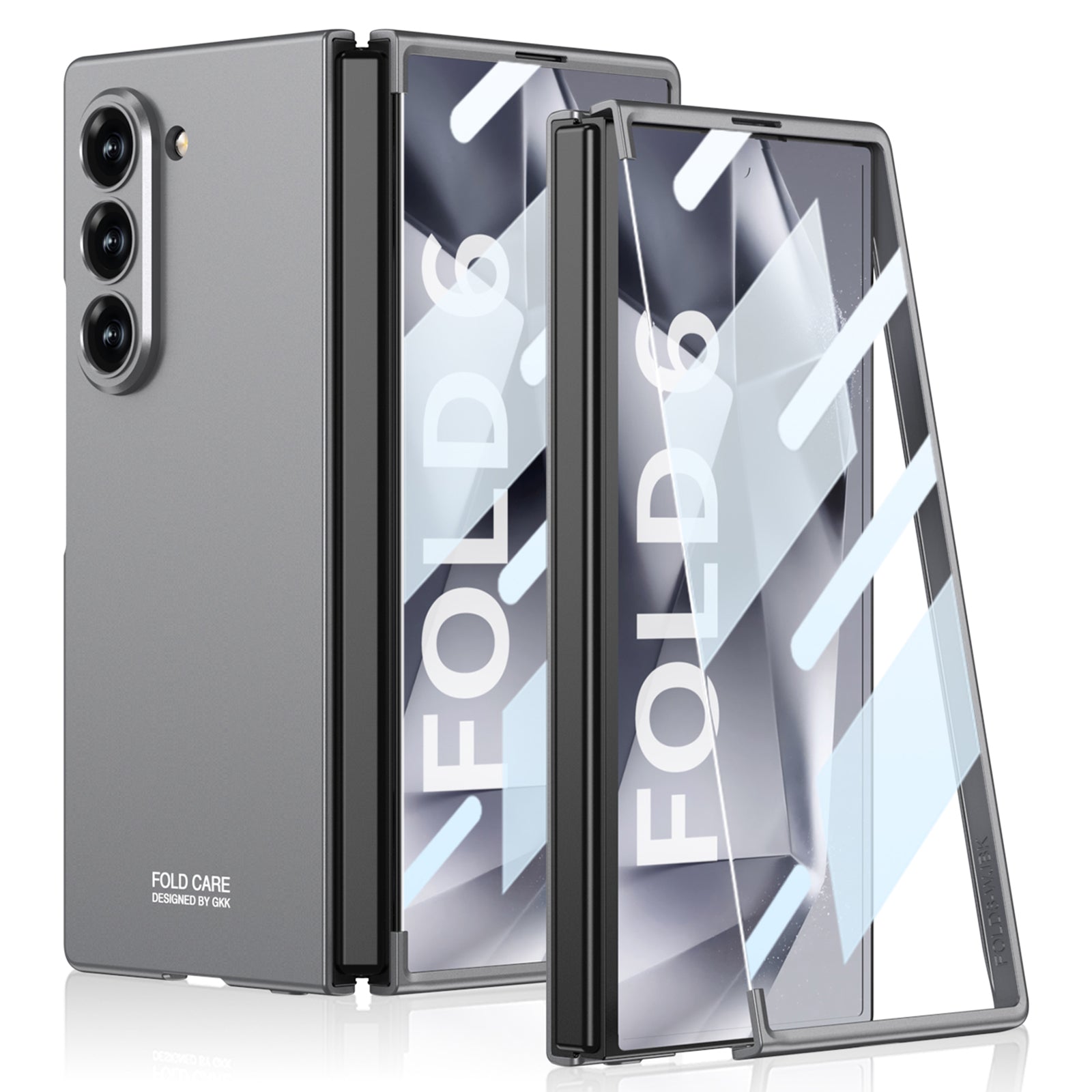 GKK For Samsung Galaxy Z Fold6 5G Case Super Slim PC Phone Cover with Screen Protector - Grey