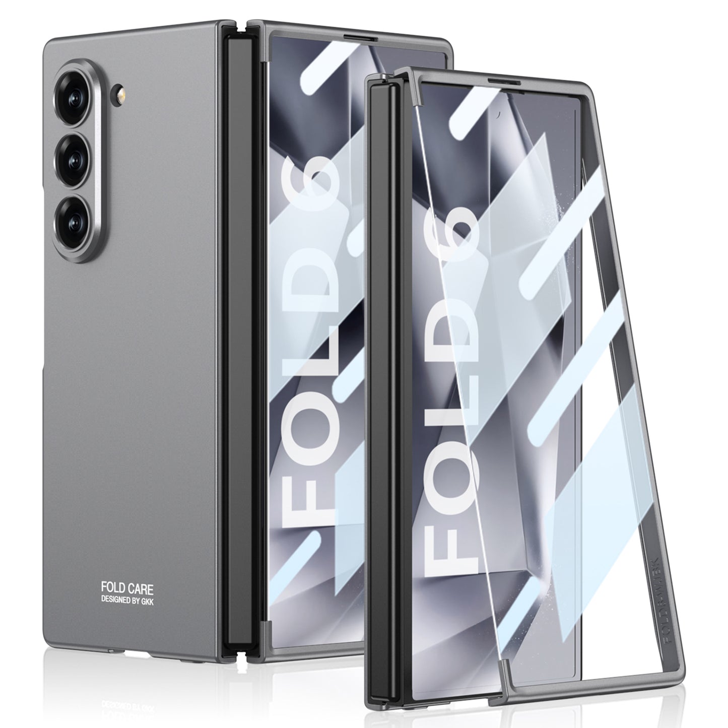 GKK For Samsung Galaxy Z Fold6 5G Case Super Slim PC Phone Cover with Screen Protector - Grey