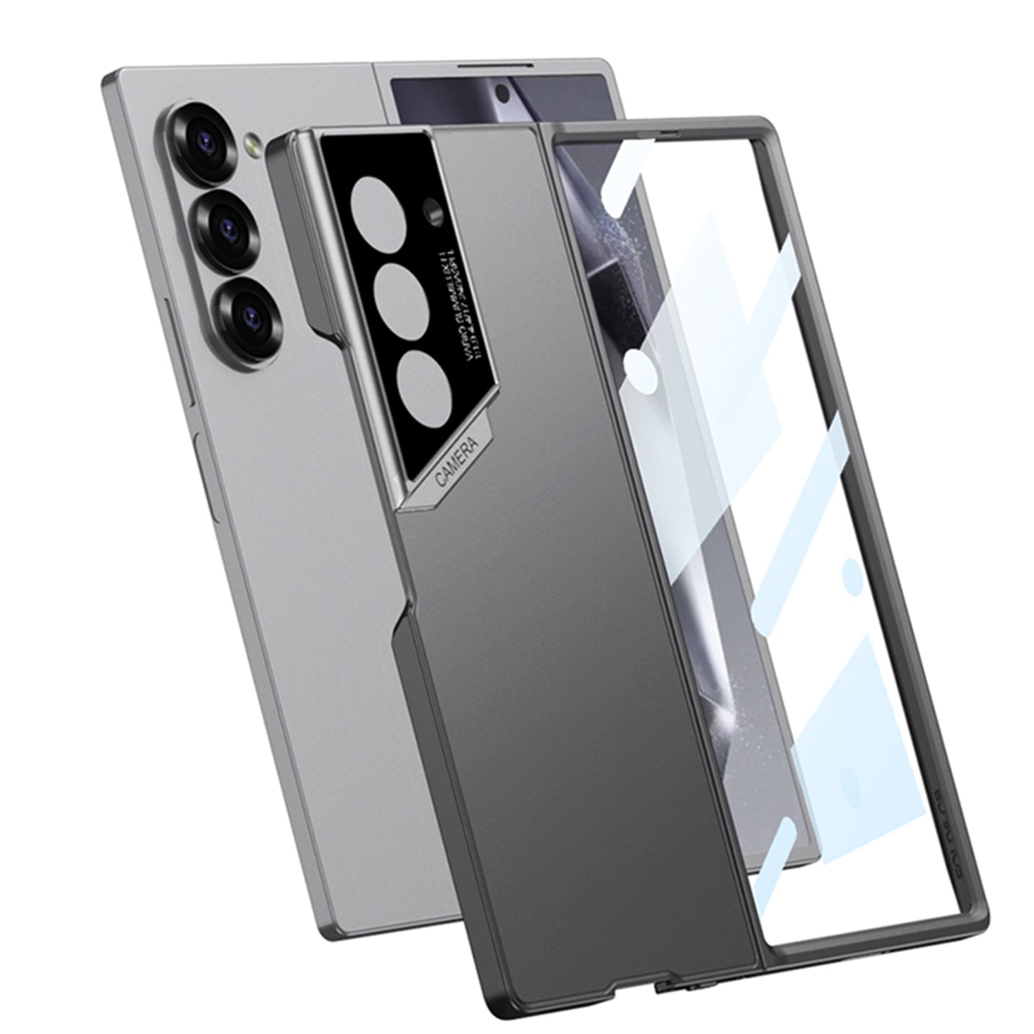 GKK For Samsung Galaxy Z Fold6 5G Case Ultra-Thin PC Phone Case with HD Tempered Glass Screen Protector - Titanium Grey