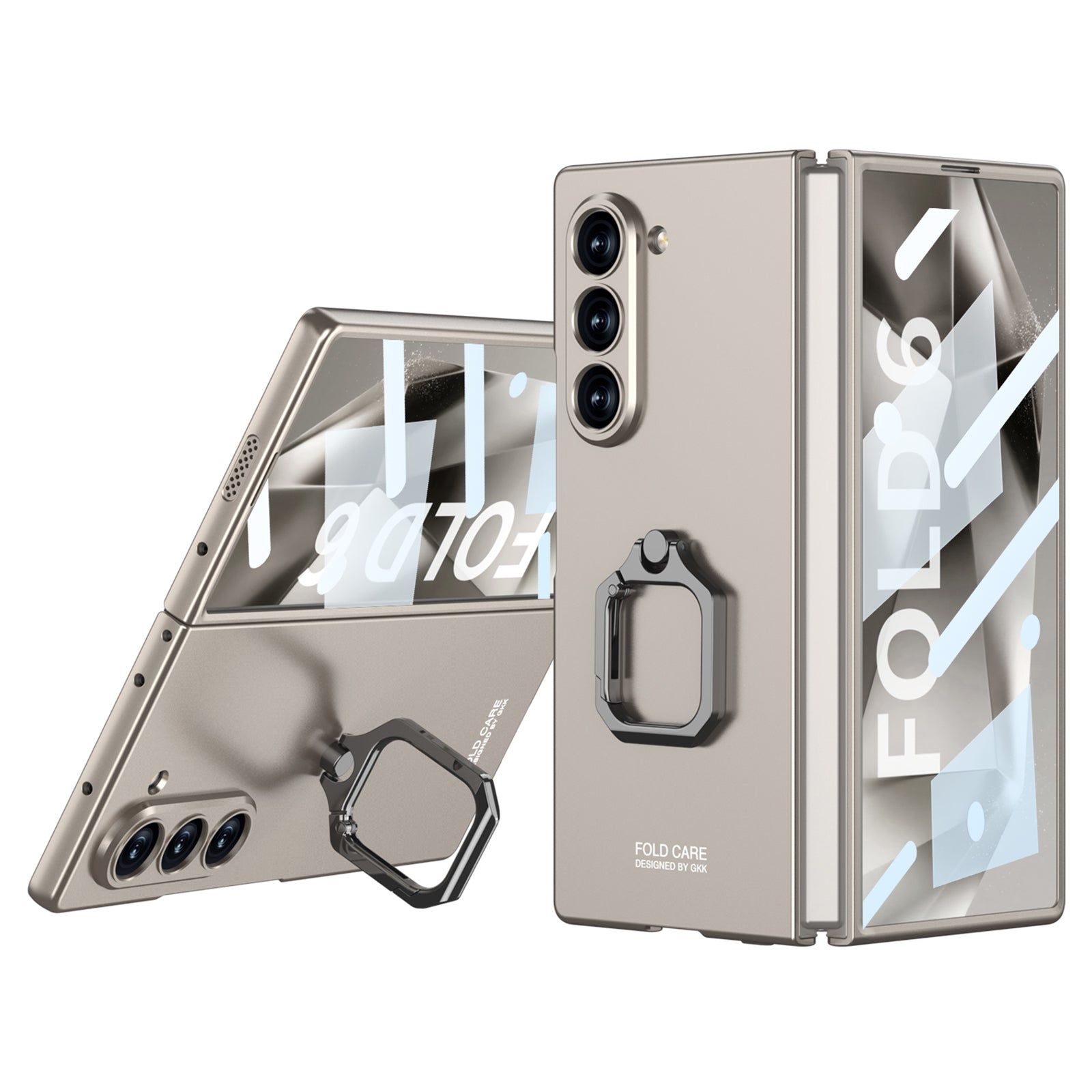 GKK For Samsung Galaxy Z Fold6 5G Case Kickstand Slim PC Phone Cover with Screen Protector - Titanium Grey