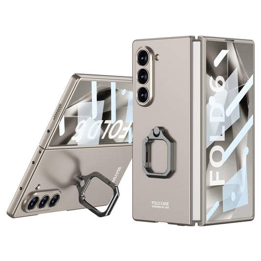 GKK For Samsung Galaxy Z Fold6 5G Case Kickstand Slim PC Phone Cover with Screen Protector - Titanium Grey