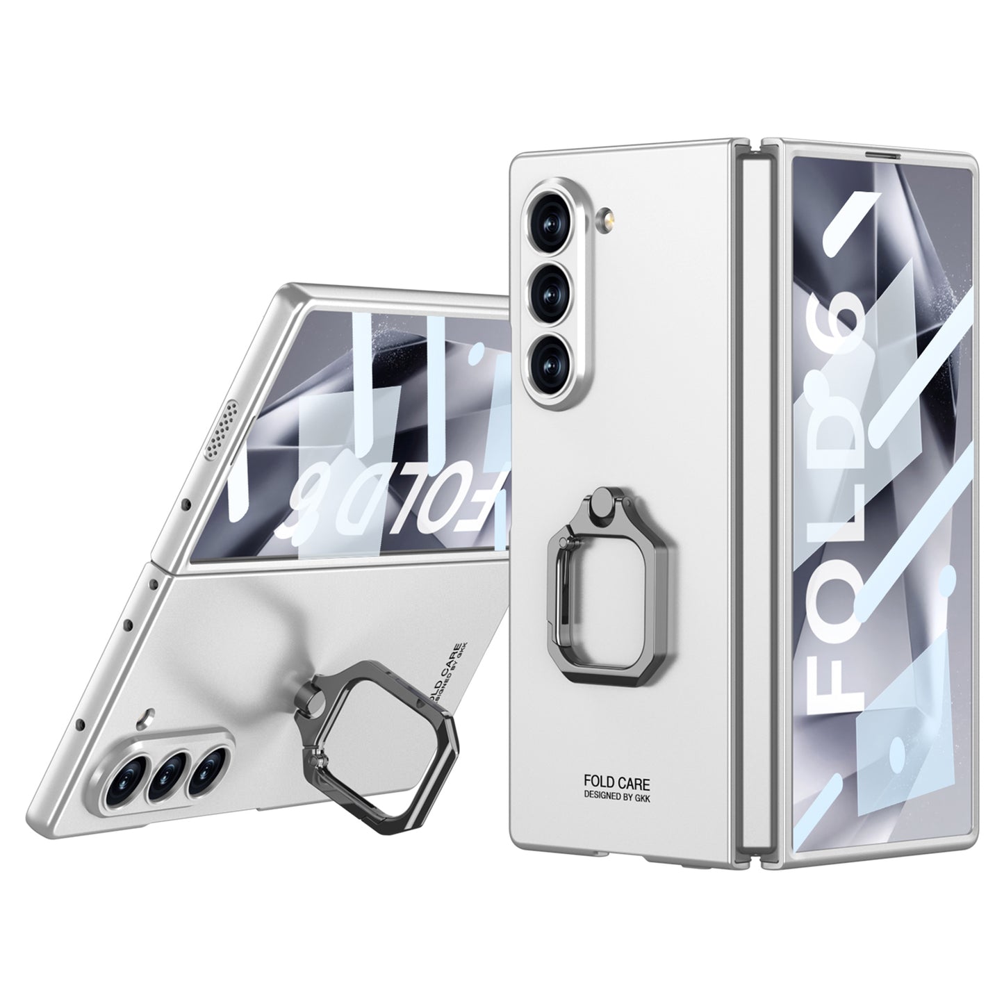 GKK For Samsung Galaxy Z Fold6 5G Case Kickstand Slim PC Phone Cover with Screen Protector - Silver