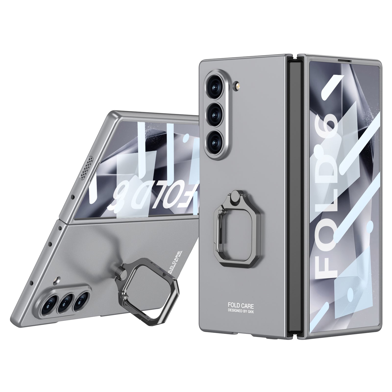 GKK For Samsung Galaxy Z Fold6 5G Case Kickstand Slim PC Phone Cover with Screen Protector - Grey