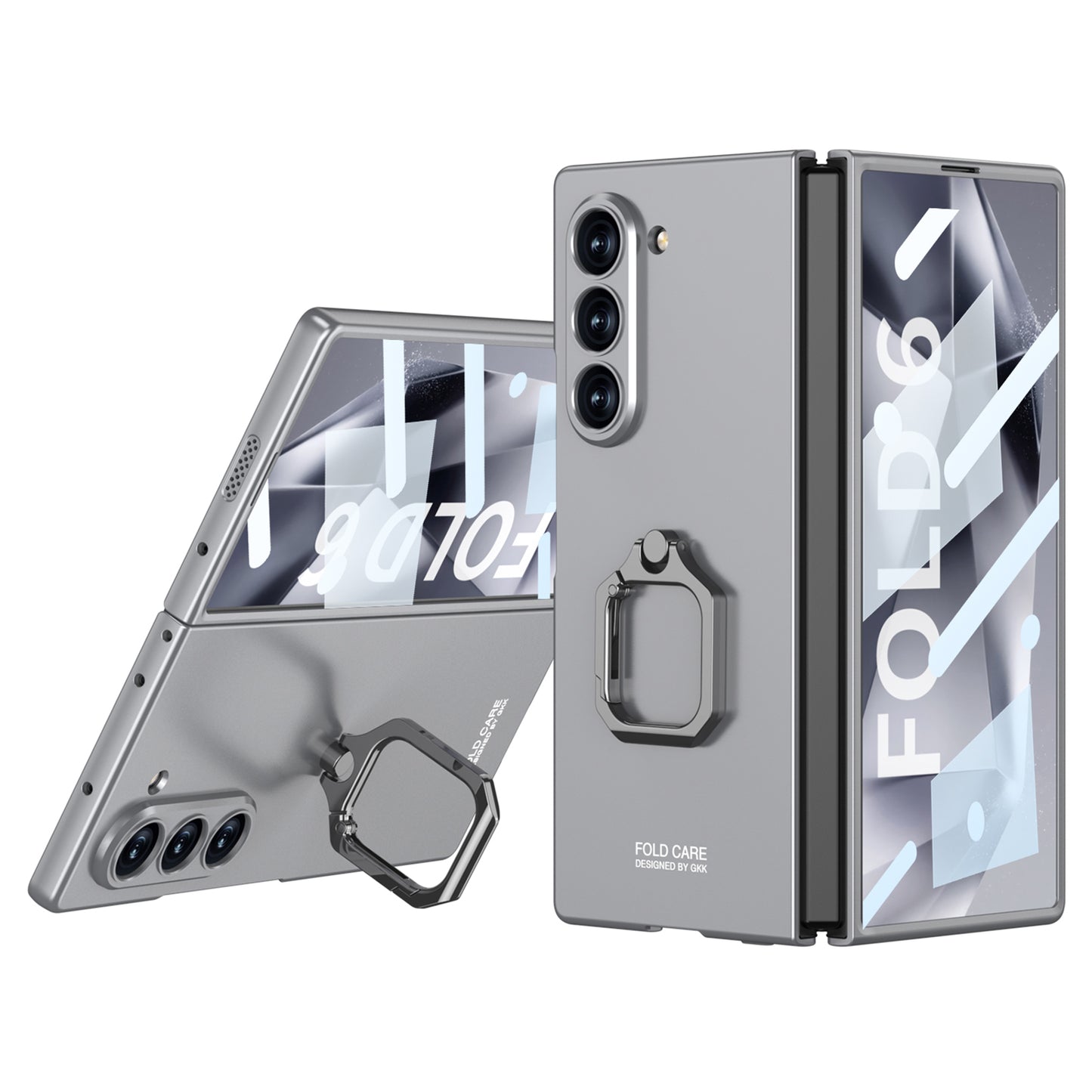 GKK For Samsung Galaxy Z Fold6 5G Case Kickstand Slim PC Phone Cover with Screen Protector - Grey