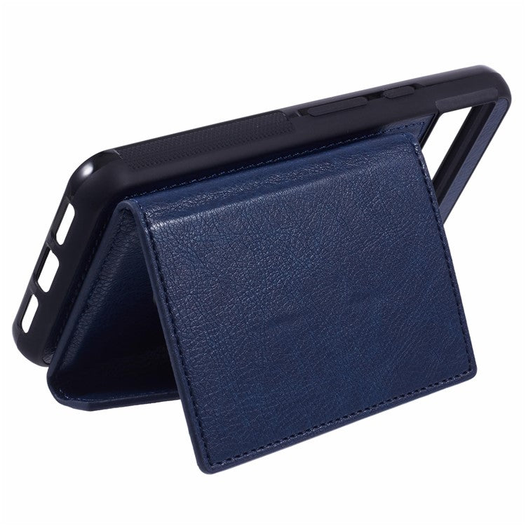 For Google Pixel 8 Case Leather Phone Back Cover with Card Slot Kickstand - Sapphire