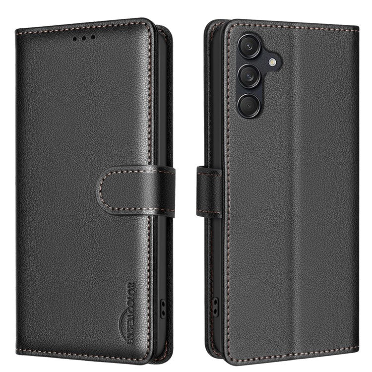 BINFEN COLOR BF32 For Samsung Galaxy M55 5G / C55 5G / F55 5G RFID Blocking PU Leather Phone Case Cover - Black