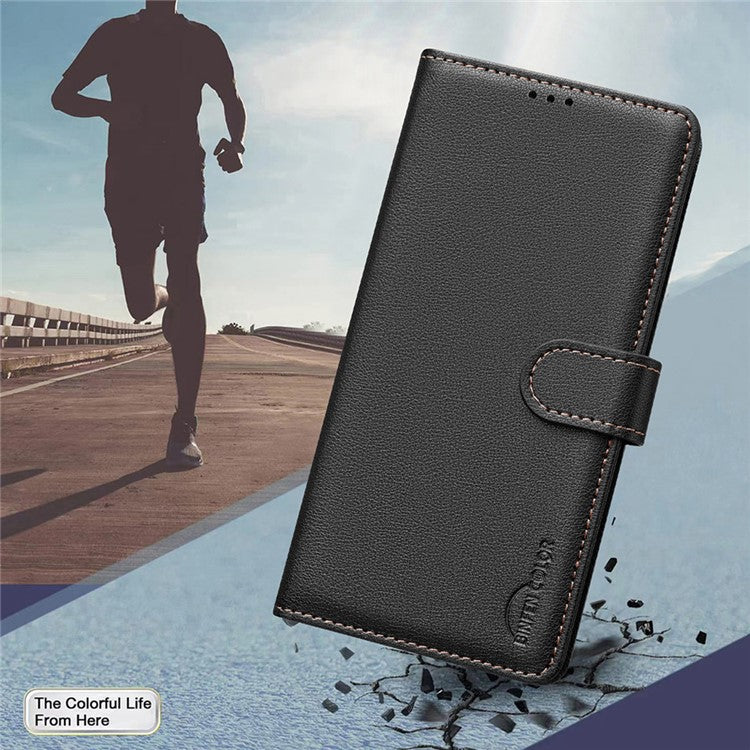 BINFEN COLOR BF32 For Samsung Galaxy M55 5G / C55 5G / F55 5G RFID Blocking PU Leather Phone Case Cover - Black