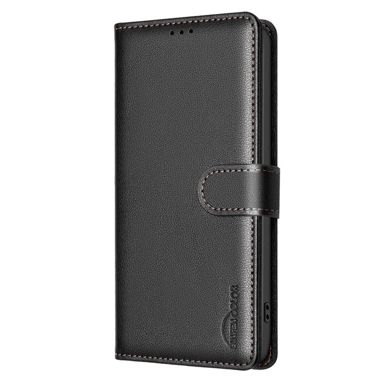 BINFEN COLOR BF32 For Samsung Galaxy M55 5G / C55 5G / F55 5G RFID Blocking PU Leather Phone Case Cover - Black