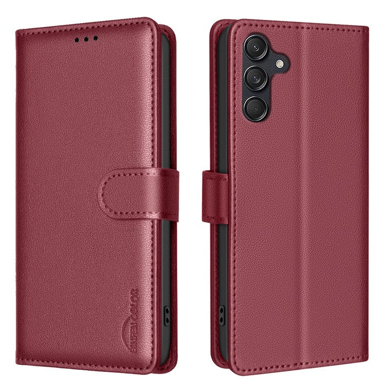 BINFEN COLOR BF32 For Samsung Galaxy M55 5G / C55 5G / F55 5G RFID Blocking PU Leather Phone Case Cover - Red
