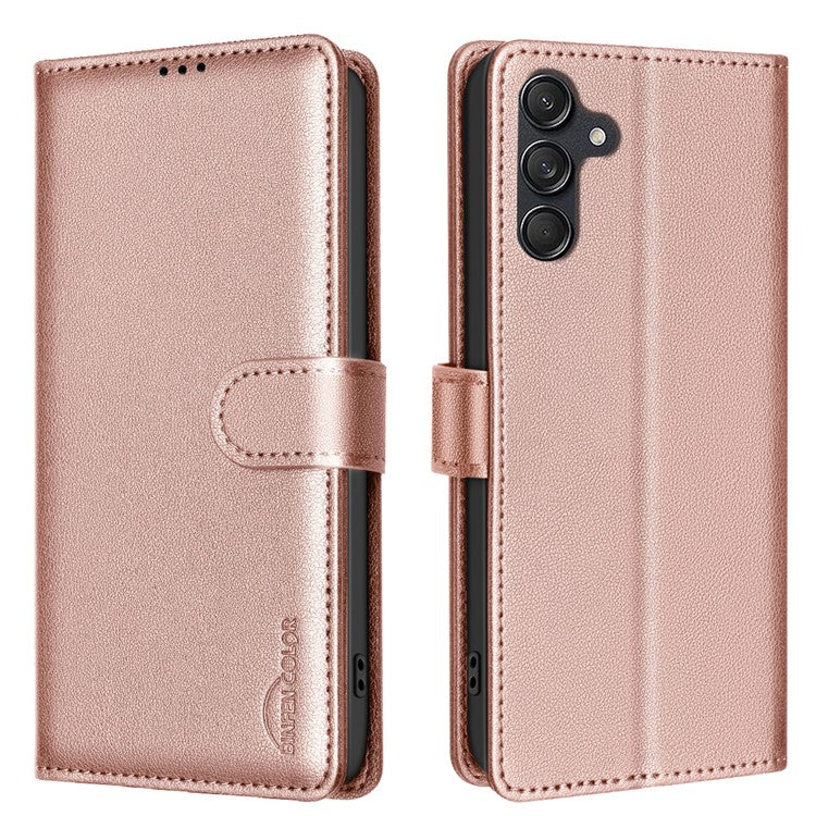 BINFEN COLOR BF32 For Samsung Galaxy M55 5G / C55 5G / F55 5G RFID Blocking PU Leather Phone Case Cover - Rose Gold