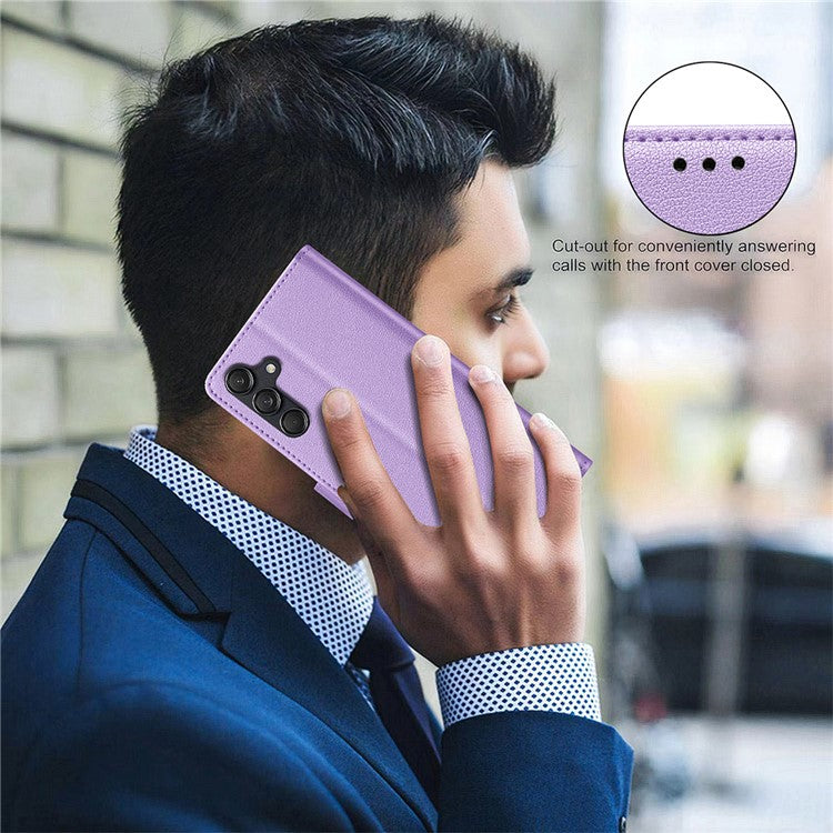 BINFEN COLOR BF32 For Samsung Galaxy M55 5G / C55 5G / F55 5G RFID Blocking PU Leather Phone Case Cover - Purple