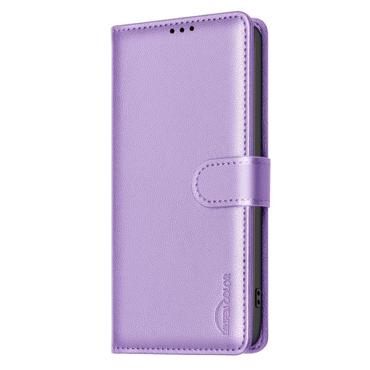 BINFEN COLOR BF32 For Samsung Galaxy M55 5G / C55 5G / F55 5G RFID Blocking PU Leather Phone Case Cover - Purple