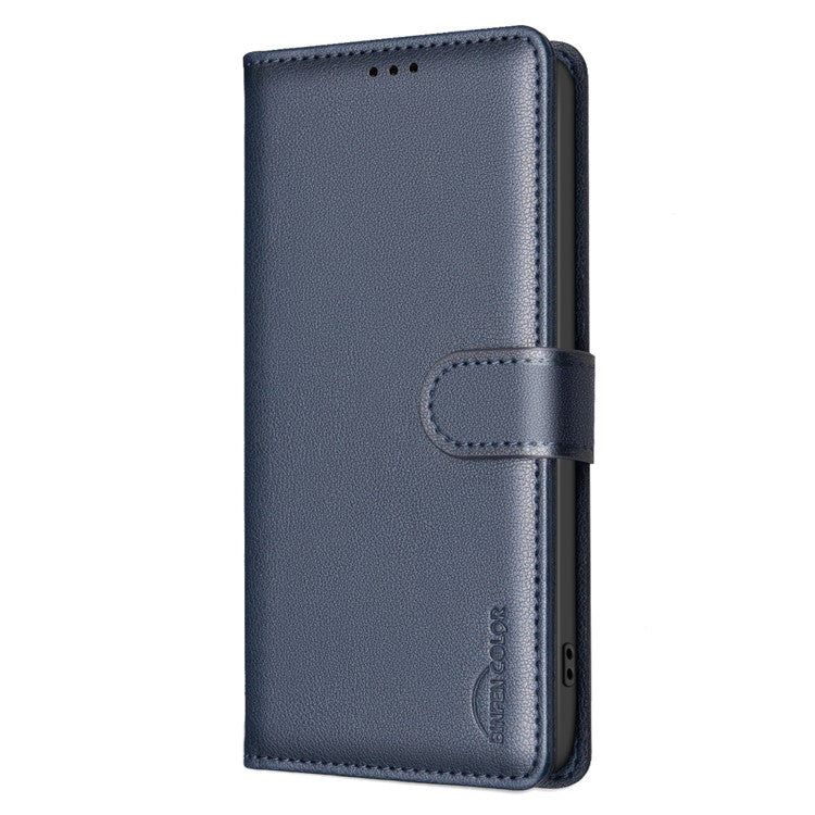 BINFEN COLOR BF32 For Samsung Galaxy M55 5G / C55 5G / F55 5G RFID Blocking PU Leather Phone Case Cover - Blue