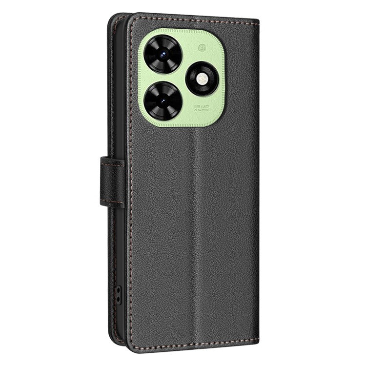 BINFEN COLOR BF32 For TECNO Pop 8 / Spark 20C / Spark Go 2024 4G Case Litchi Texture Leather Phone Cover - Black