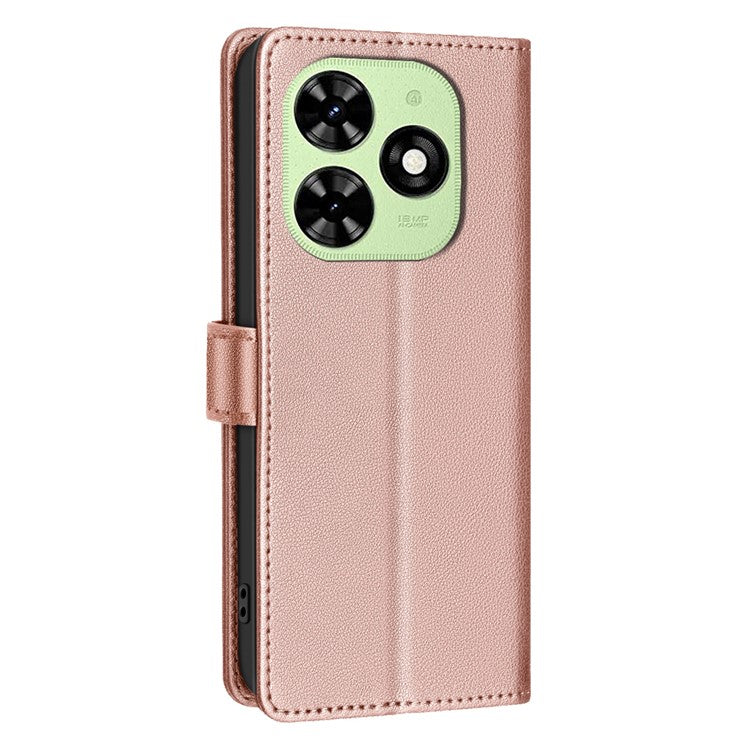 BINFEN COLOR BF32 For TECNO Pop 8 / Spark 20C / Spark Go 2024 4G Case Litchi Texture Leather Phone Cover - Rose Gold