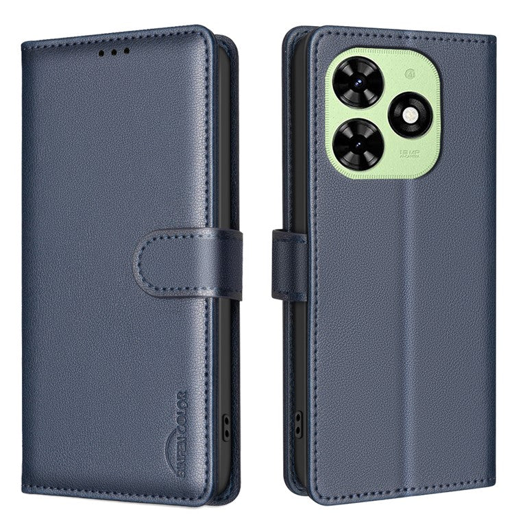 BINFEN COLOR BF32 For TECNO Pop 8 / Spark 20C / Spark Go 2024 4G Case Litchi Texture Leather Phone Cover - Blue