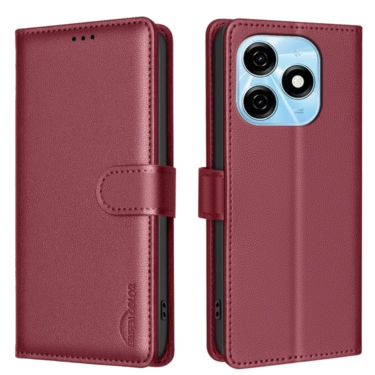 BINFEN COLOR BF32 For TECNO Spark 20 Case RFID Blocking Shockproof Leather Cover - Red