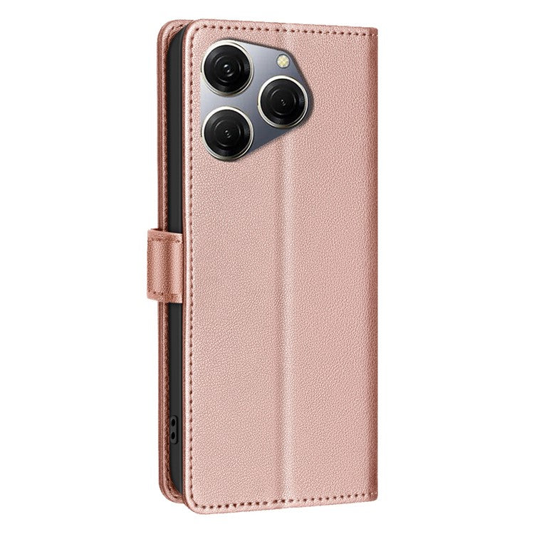 BINFEN COLOR BF32 For TECNO Spark 20 Pro Leather Case RFID Blocking Lychee Texture - Rose Gold