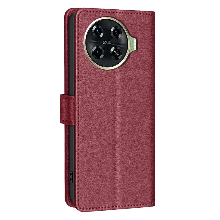 BINFEN COLOR BF32 For TECNO Spark 20 Pro+ Case Leather Flip Cover RFID Blocking - Red