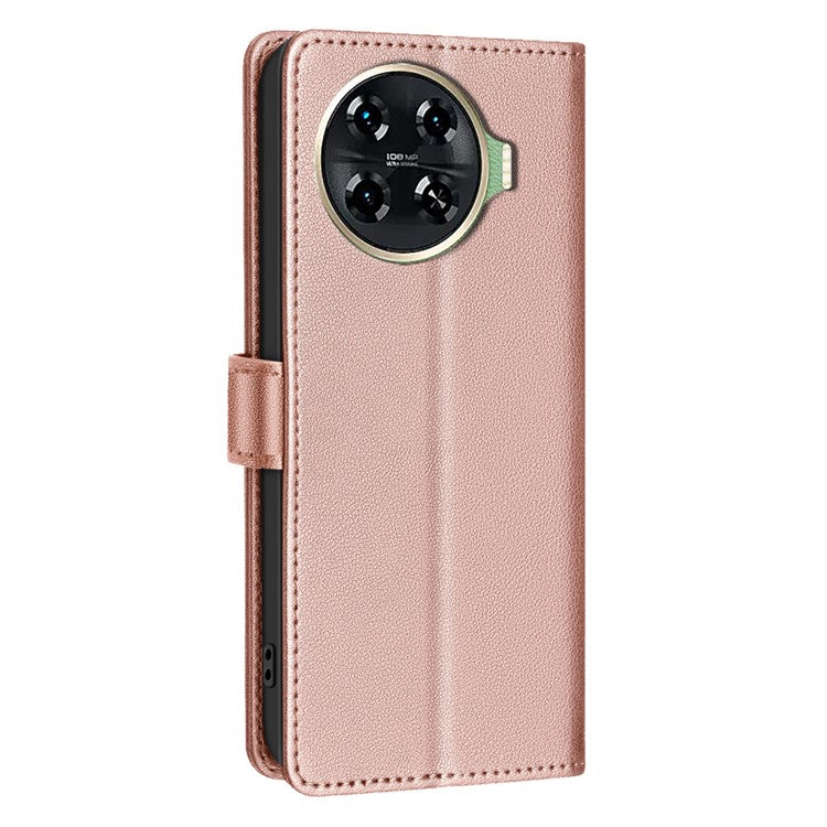 BINFEN COLOR BF32 For TECNO Spark 20 Pro+ Case Leather Flip Cover RFID Blocking - Rose Gold