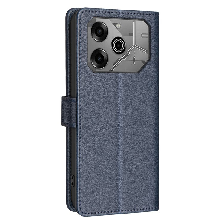 BINFEN COLOR BF32 For TECNO Pova 6 5G / Pova 6 Pro 5G Litchi Texture Flip Case Leather Phone Cover - Blue