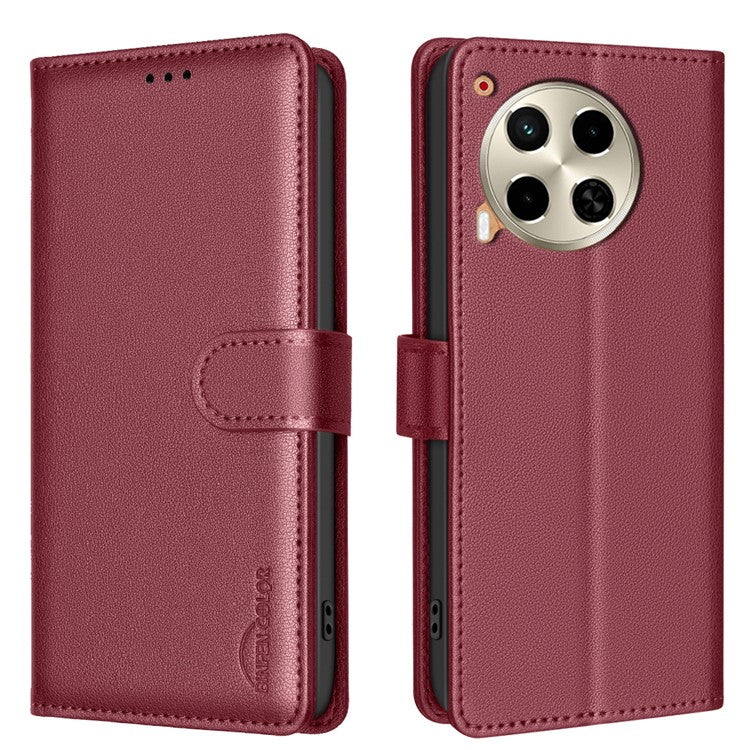 BINFEN COLOR BF32 For TECNO Camon 30 4G / 5G Phone Case RFID Blocking Magnetic Clasp Leather Cover - Red