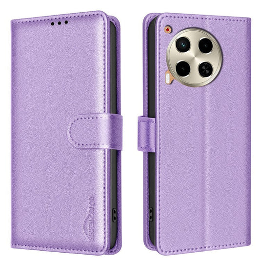 BINFEN COLOR BF32 For TECNO Camon 30 4G / 5G Phone Case RFID Blocking Magnetic Clasp Leather Cover - Purple