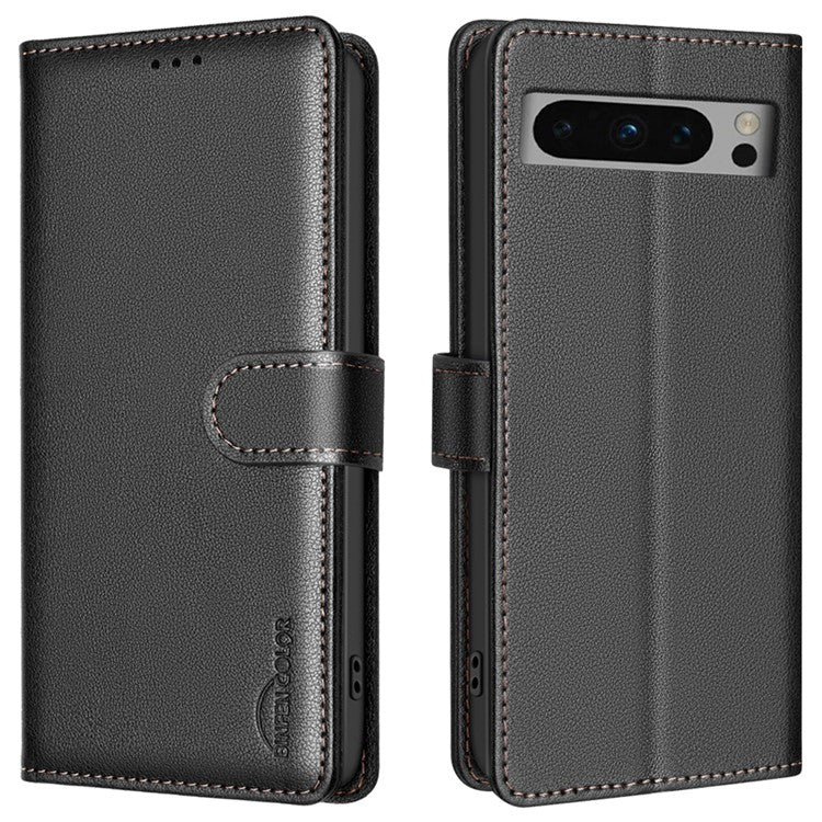 BINFEN COLOR BF32 For Google Pixel 8 Pro RFID Blocking Phone Case Litchi Texture Leather Phone Cover - Black