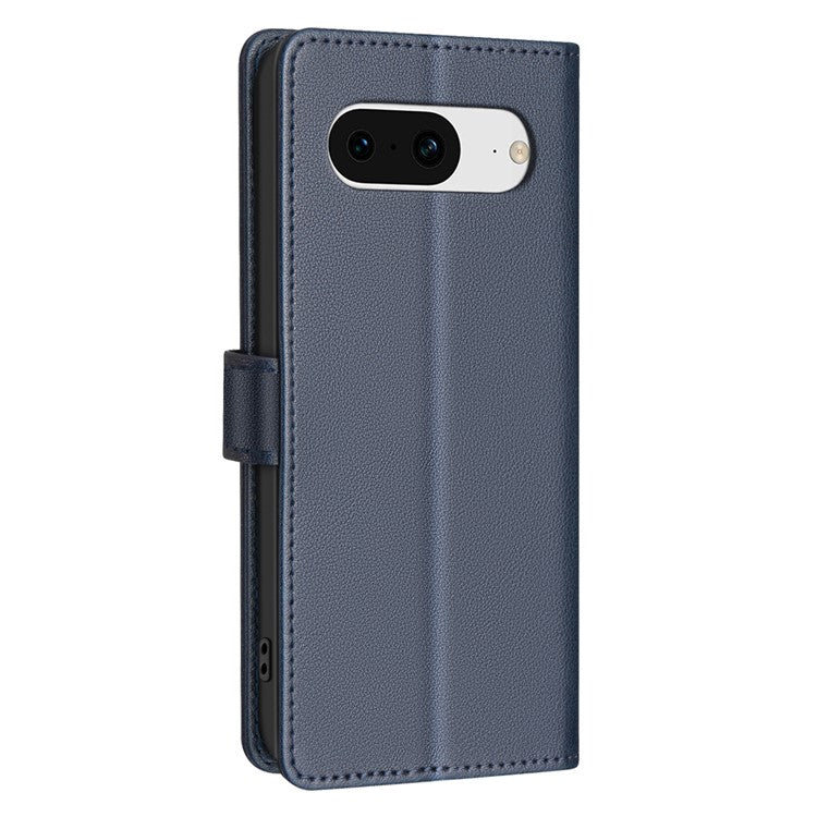 BINFEN COLOR BF32 For Google Pixel 8 Wallet Stand Phone Case Litchi Texture RFID Blocking Leather Phone Cover - Blue